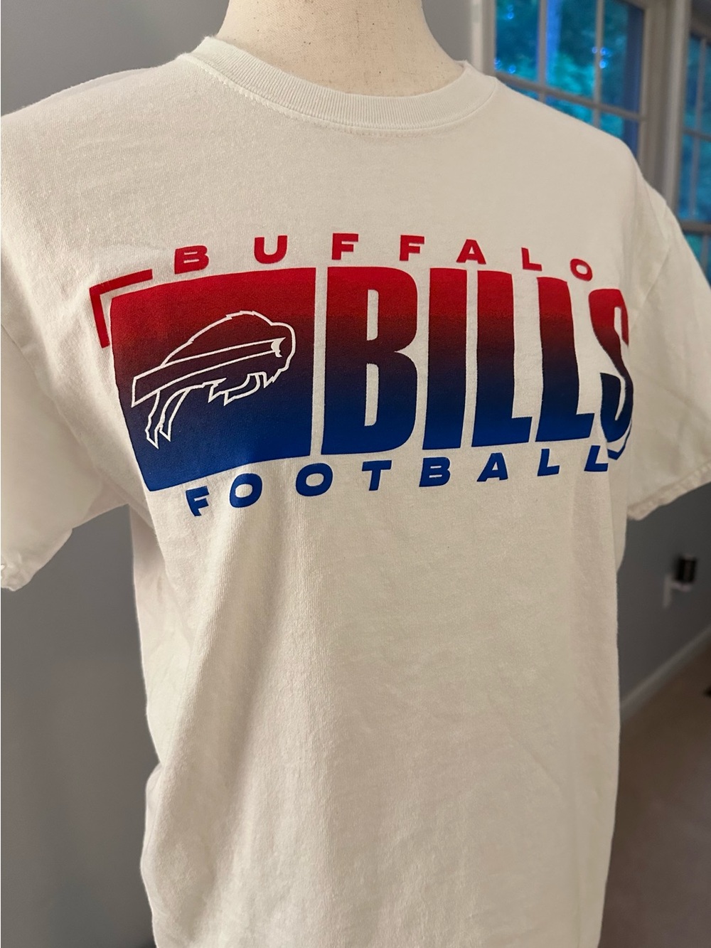 NFL Buffalo Bills Team Apparel White Tshirt with Gradient Logo
